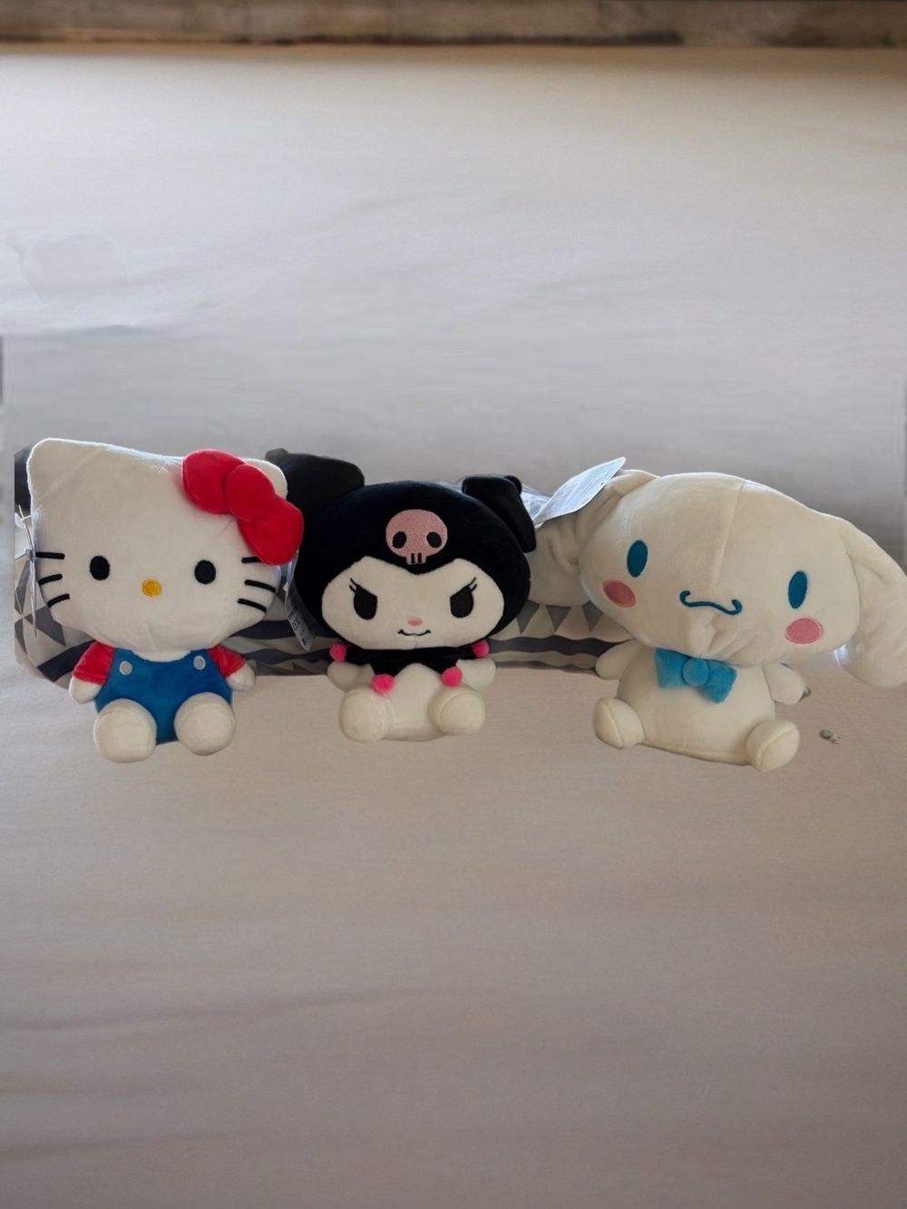 Hello Kitty Plush Toy Trio - White, Red, Black, Blue